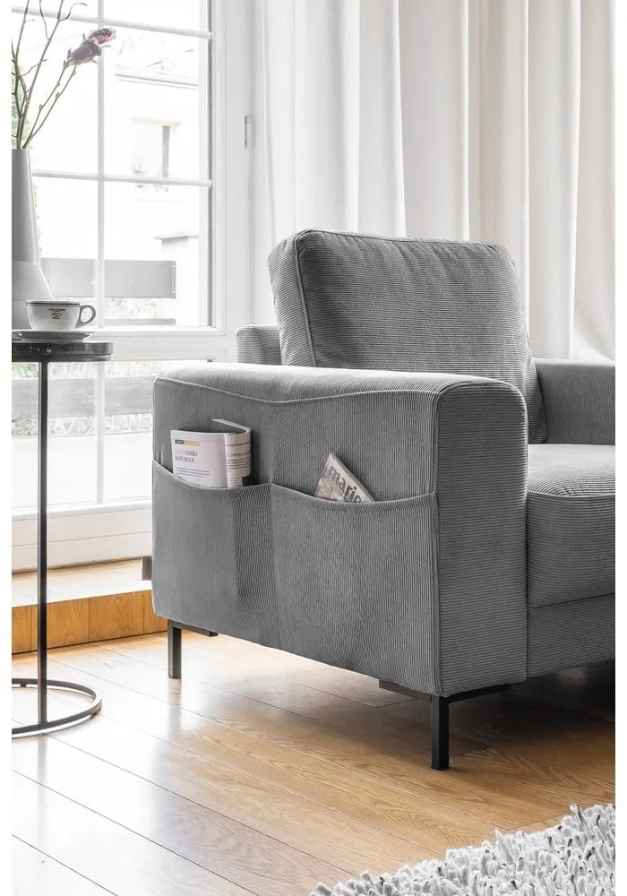 Сиво кресло от рипсено кадифе Lofty Lilly – Miuform