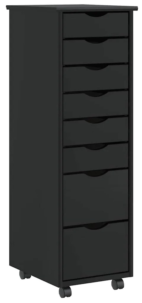4015786 vidaXL Подвижен шкаф с чекмеджета "MOSS" Черно масивно дърво бор