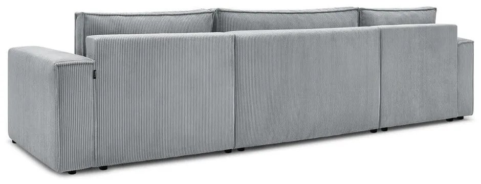 Светлосив велурен U-образен разтегателен диван Nihad - Bobochic Paris