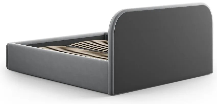 Сиво двойно легло 160x200 cm тапицирано с място за съхранение с включена подматрачна рамка Juno – Windsor & Co Sofas