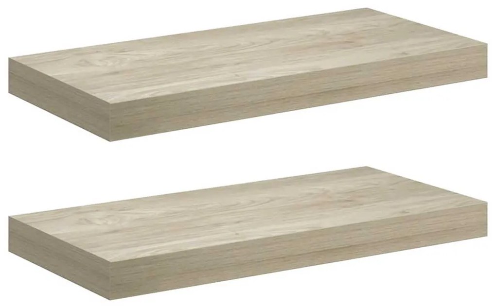323872 vidaXL Окачени стенни рафтове, 2 бр, дъб, 50x23x3,8 см, МДФ