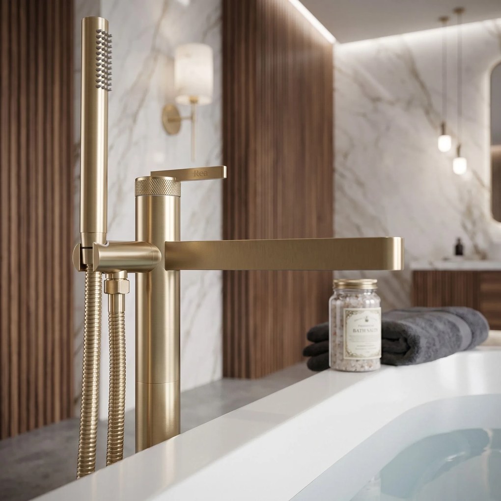 Cмесител-свободно стоящ Rea Grace Brush Gold