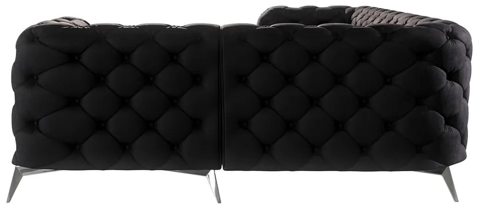 Черен кадифен ъглов диван (десен ъгъл/L форма) Chelsea – Ropez