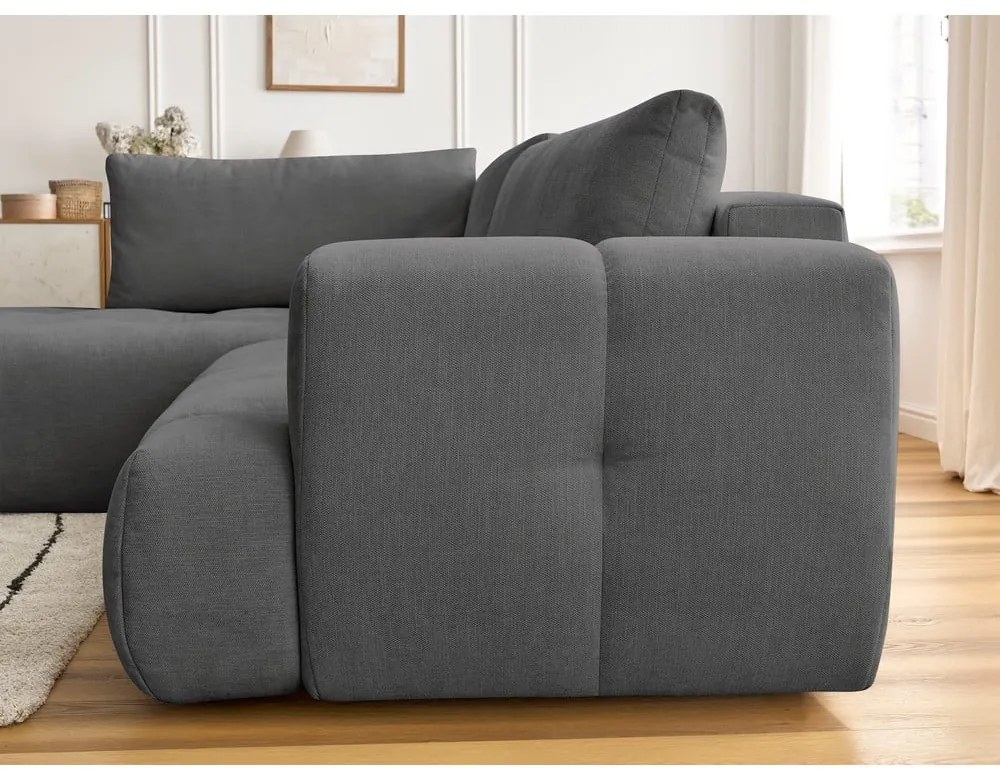 Тъмносив сгъваем/с място за съхранение ъглов диван (ляв ъгъл/L форма) Fuji – Bobochic Paris