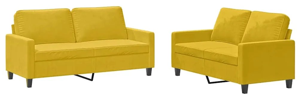 3201502 vidaXL Комплект дивани от 2 части с възглавници, жълт, кадифе