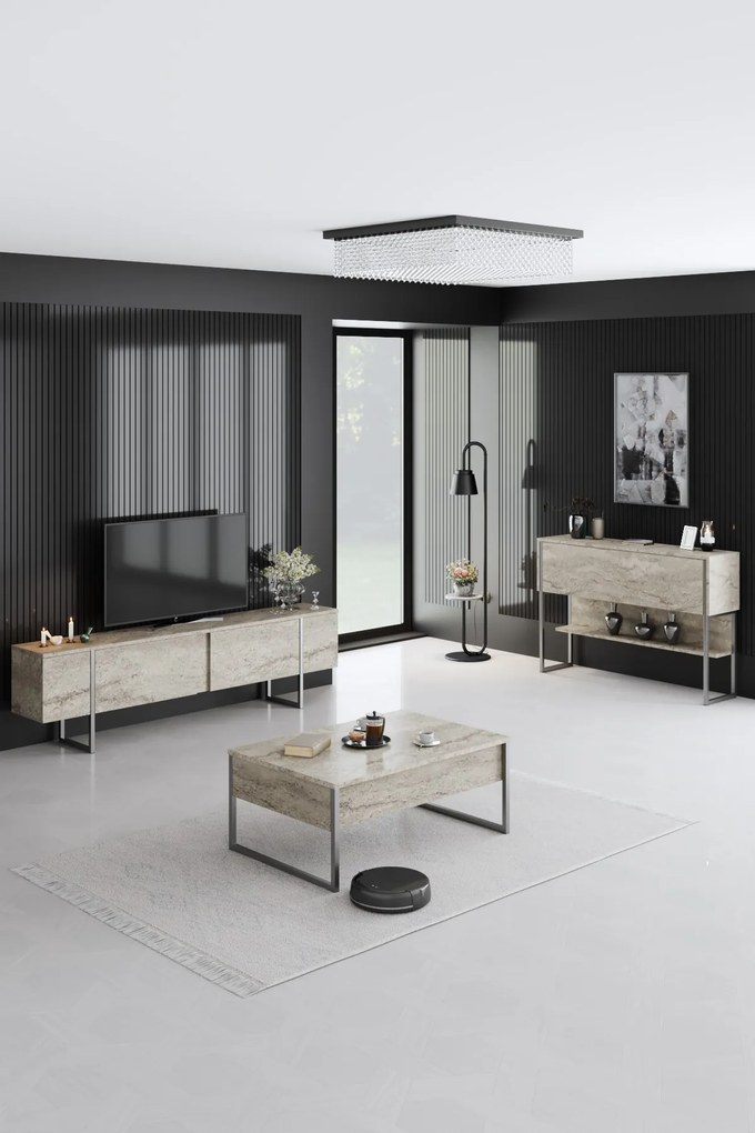 Кафе маса Luxe, цвят Травертин Сребърен