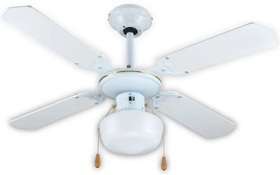 Вентилатор за таван с 1 лампа SAPIR SP 1760 4C1L, 50W, 106 см, 3 степени, Въртене в две посоки, Бял