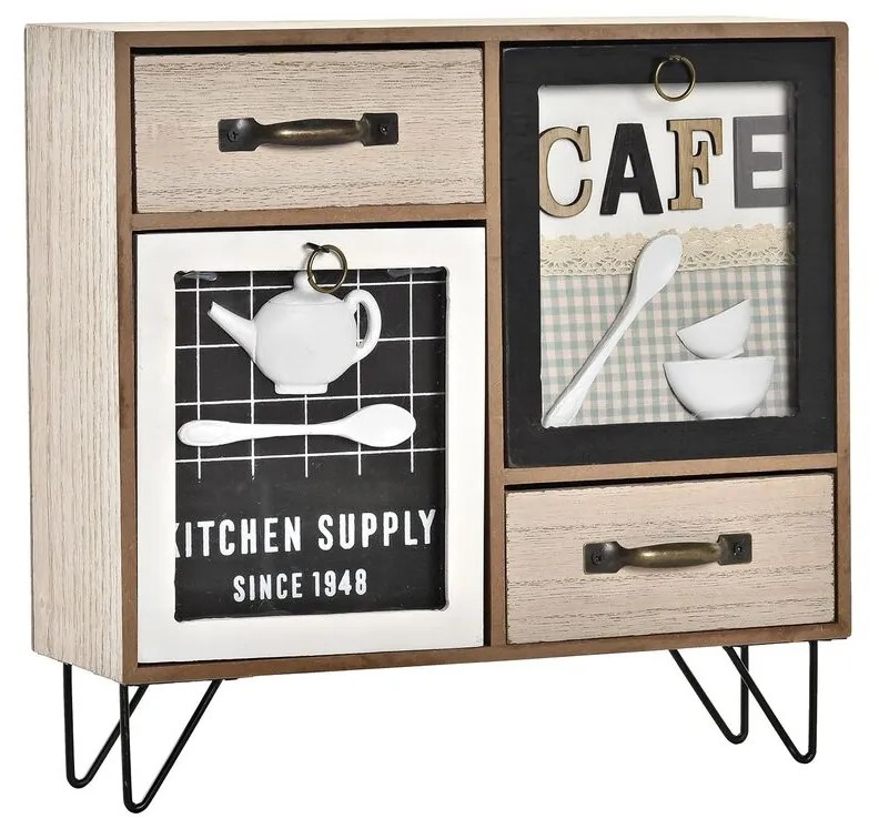 Многофункционален Органайзер DKD Home Decor Кухня Кристал Метал Дървен MDF Shabby Chic (30 x 10 x 29 cm)