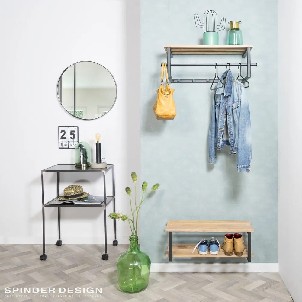 Черна метална стенна закачалка с рафт Marco - Spinder Design