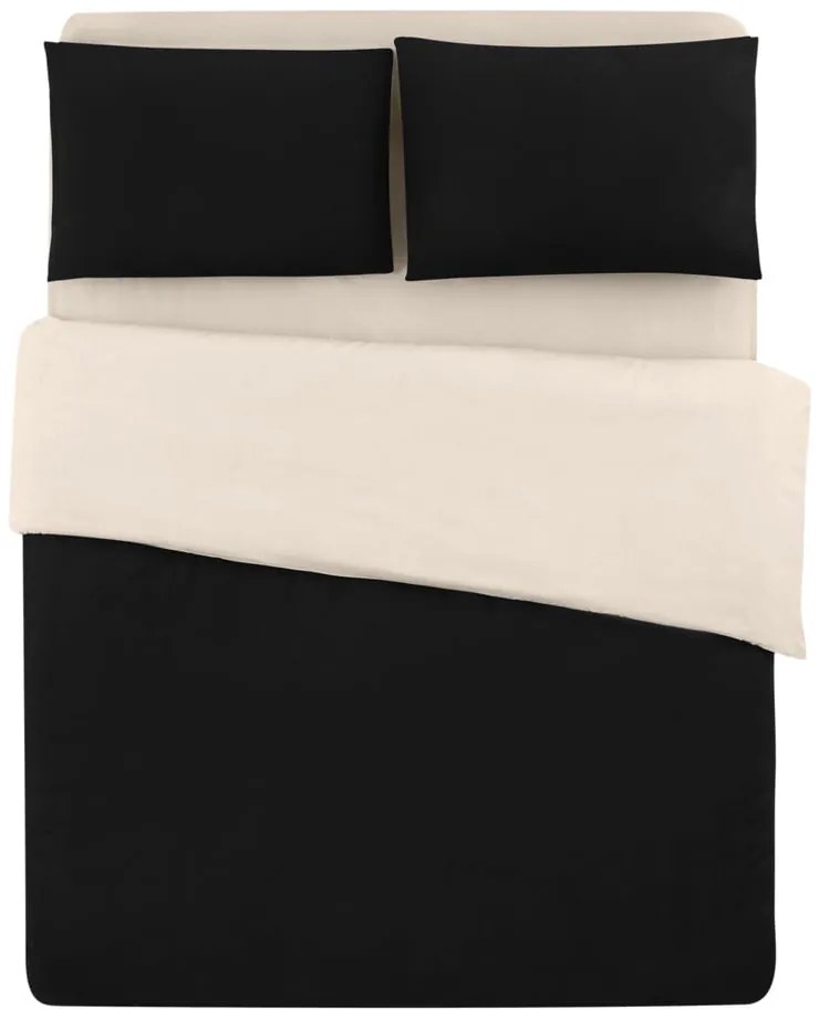 Черно и кремаво памучно спално бельо за двойно легло/разширено с чаршаф 200x220 cm - Mila Home