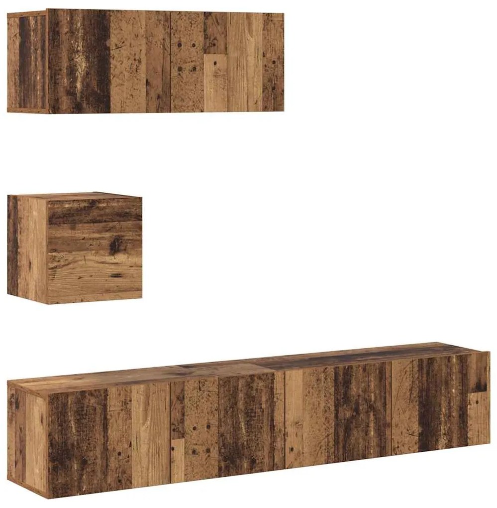 3329219 vidaXL Комплект ТВ шкафове за стенен монтаж 4 части, инженерно дърво