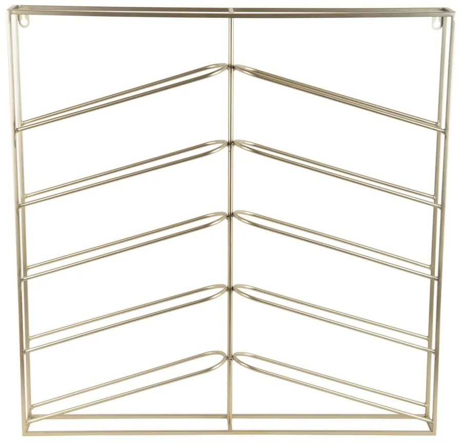 Стенен метален стелаж за вино в златист цвят брой бутилки 10 67x66x7,5 cm Cuadro – PT LIVING