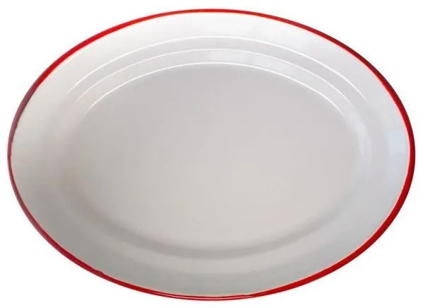 Емайлирано плато овално 30см крем/червено RETRO-(96/30 105+105)