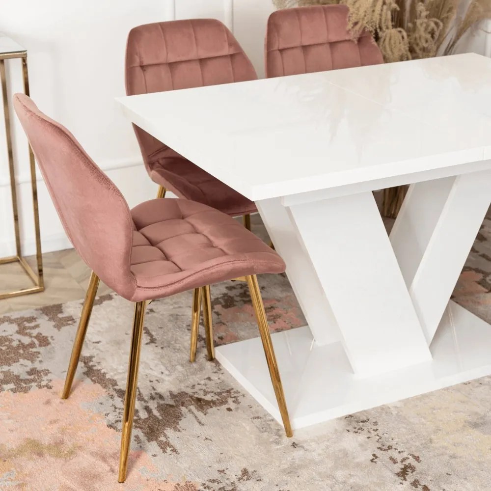 Сгъваема маса за хранене CLARK - бял гланц, 120-160 cm