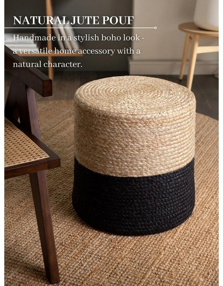 Табуретка в черен и естествен цвят Juta Gold Black – Hanse Home