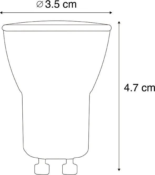 Комплект от 5 димируеми GU10 LED крушки 35мм 3W 220 lm 2700K