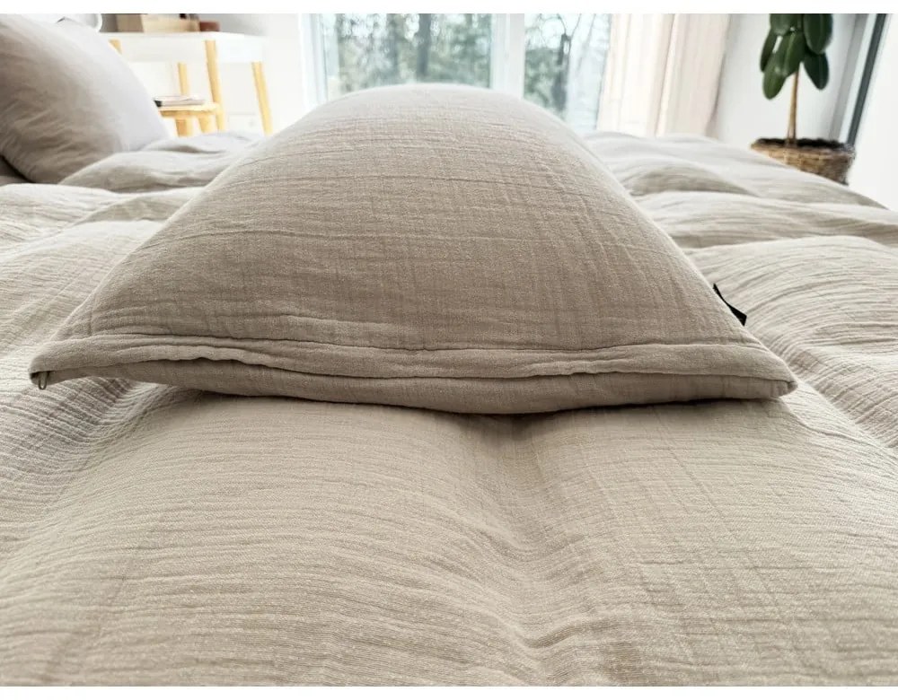 Бежово двойно муселиново спално бельо 200x200 cm Plain Muslin – Butter Kings