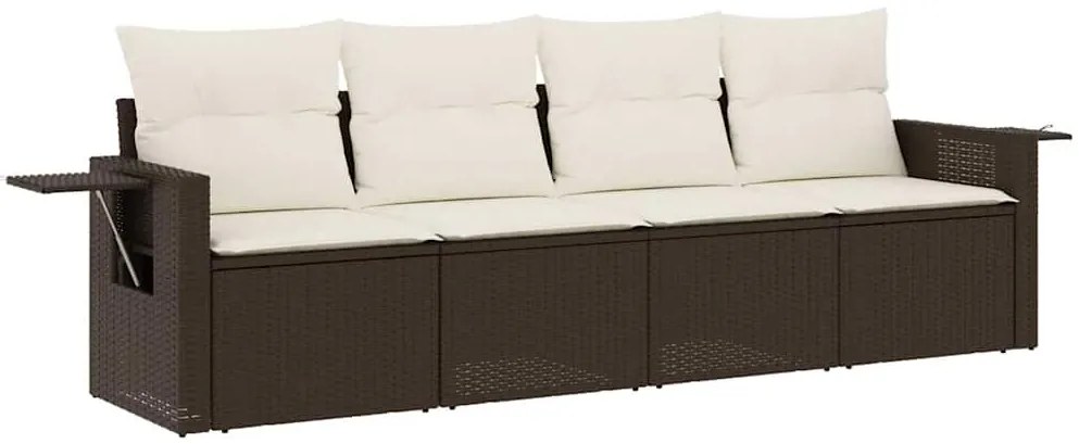 3252220 vidaXL Градински комплект с възглавници, 4 части, кафяв, полиратан