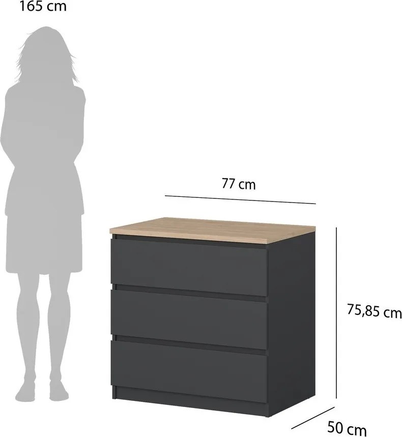 Тъмносив скрин 77x76x50 cm Naia – Tvilum