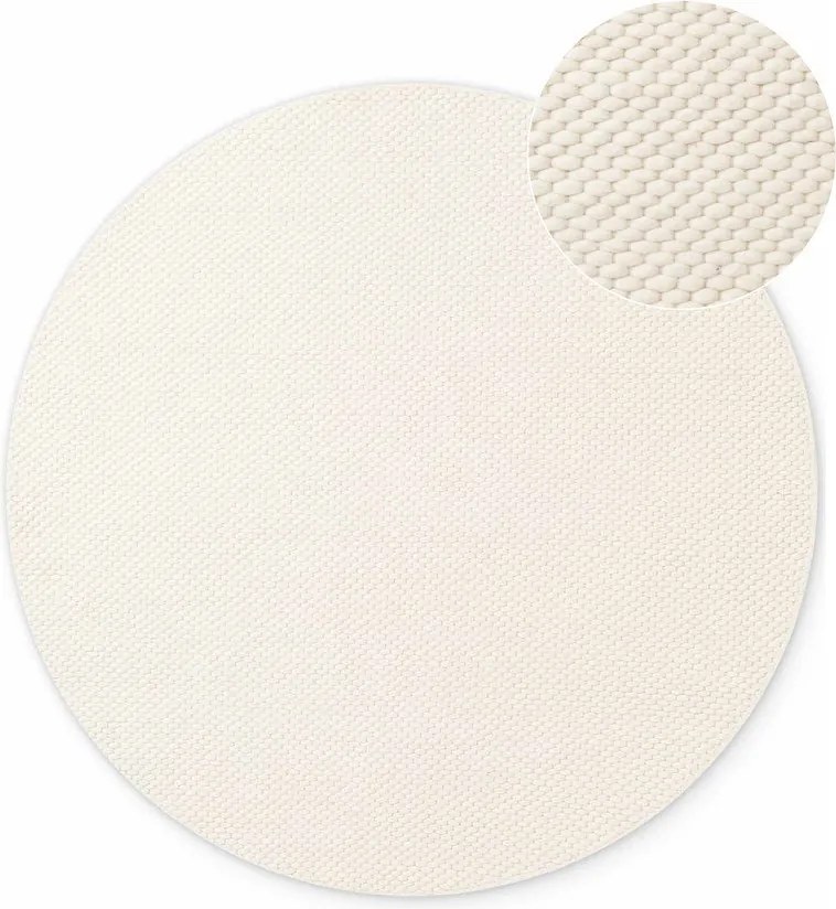 Кремав ръчно изработен вълнен кръгъл килим ø 160 cm Lyon Beans – Elle Decoration