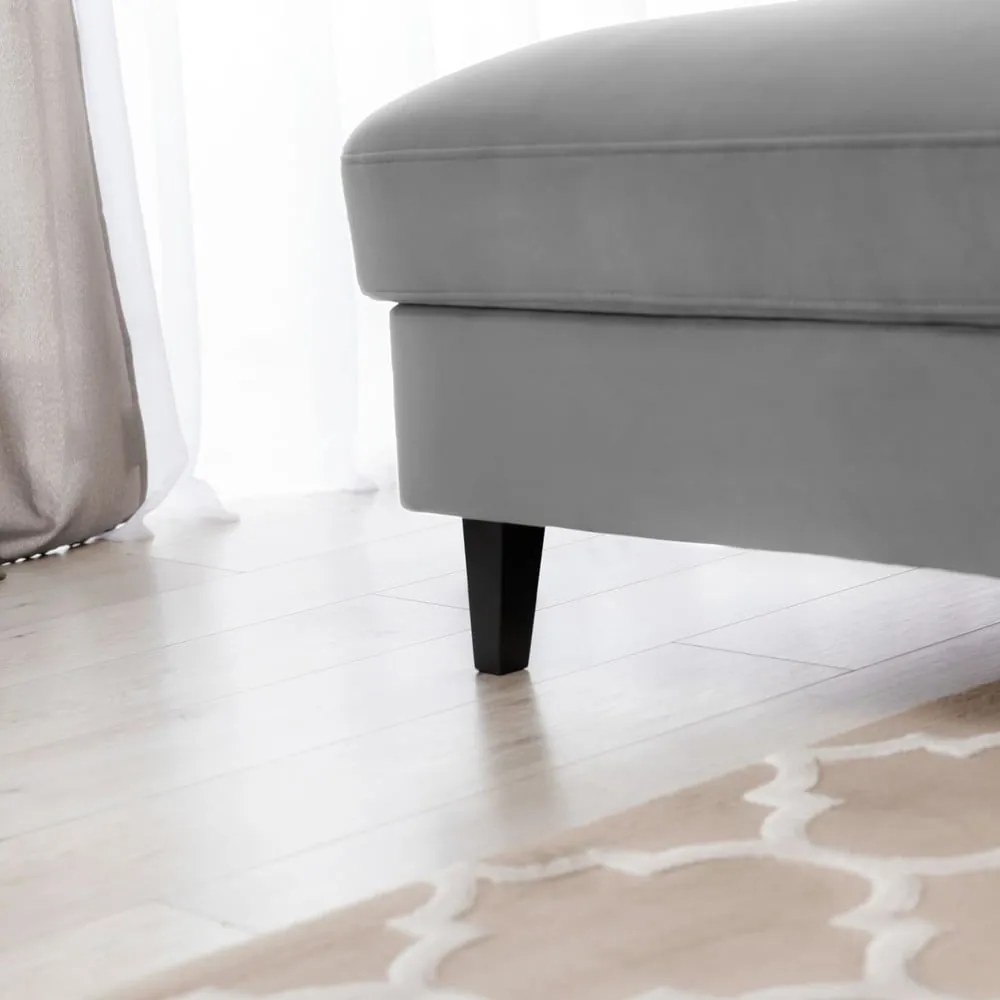 Сив кадифен разтегателен ъглов диван с място за съхранение (ляв ъгъл) Foble – ELTAP