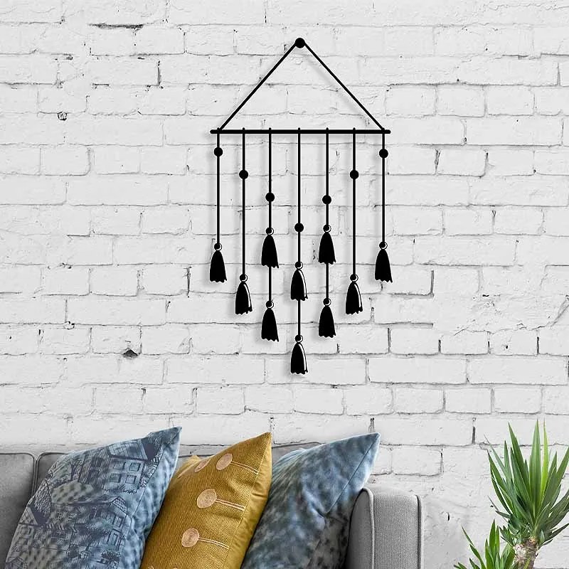 Метална стена изкуство Tassel в черен цвят 32,6x2x60см.