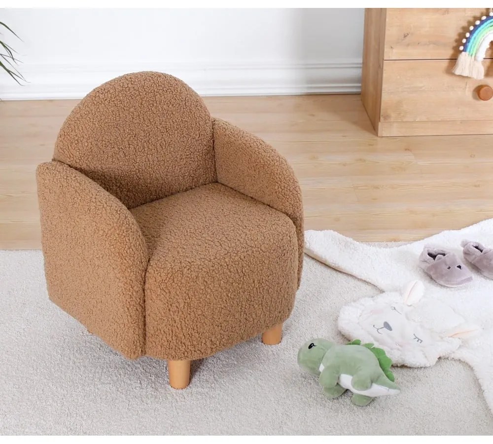 Кафяв детски фотьойл от плат букле Moylo – Artie