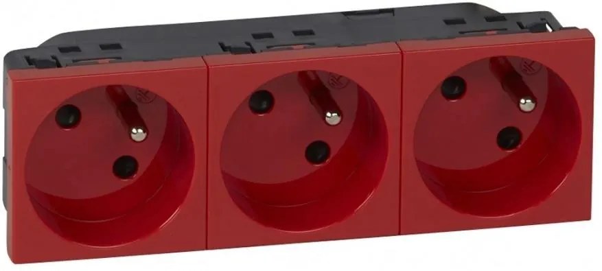 Legrand Контакт ФРЕНСКИ стандарт ТРОЕН 45° 6 мод. цвят червен Mosaic  /до изчерпване/ - 077173