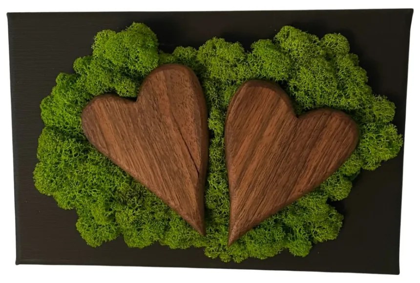 Живопис с мъх и сърца 20 x 30 cm