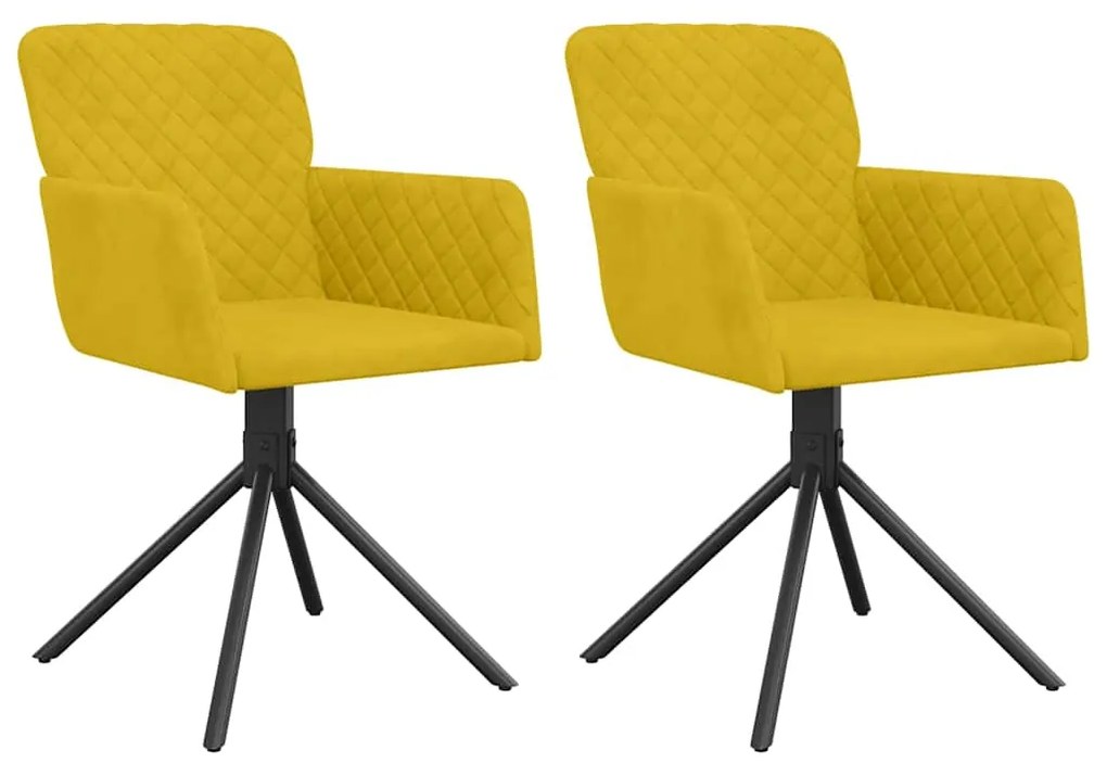344797 vidaXL Въртящи трапезни столове, 2 бр, жълти, кадифе