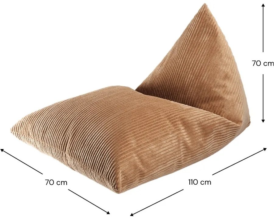 Кафяв детски пуф от рипсено кадифе Big Lounger – Wigiwama