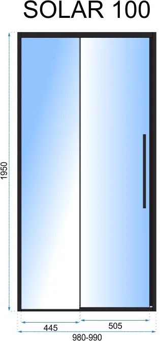 Плъзгащи врати за душ кабина Rea SOLAR BLACK MAT 100