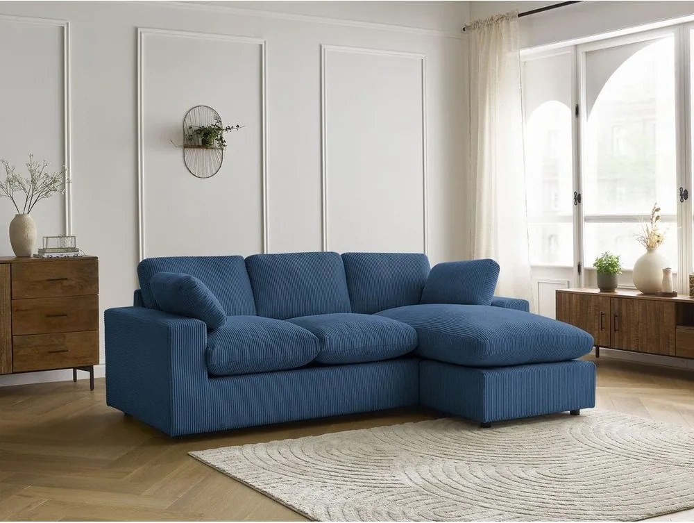Син ъглов диван от рипсено кадифе Belair – Bobochic Paris