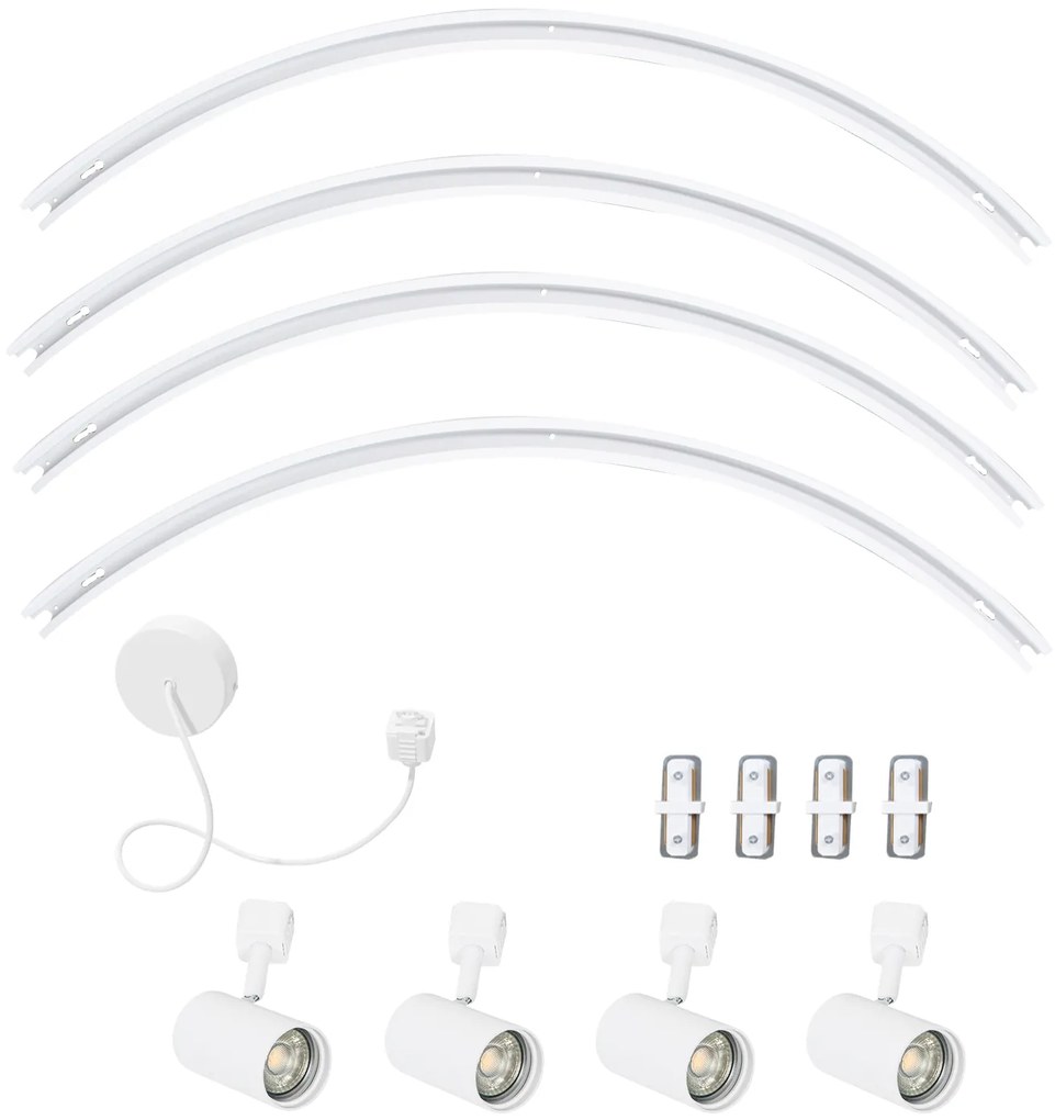 Модерна релсова система за осветление с 4 прожектора бели 1-фазни кръгла - Iconic Jeana