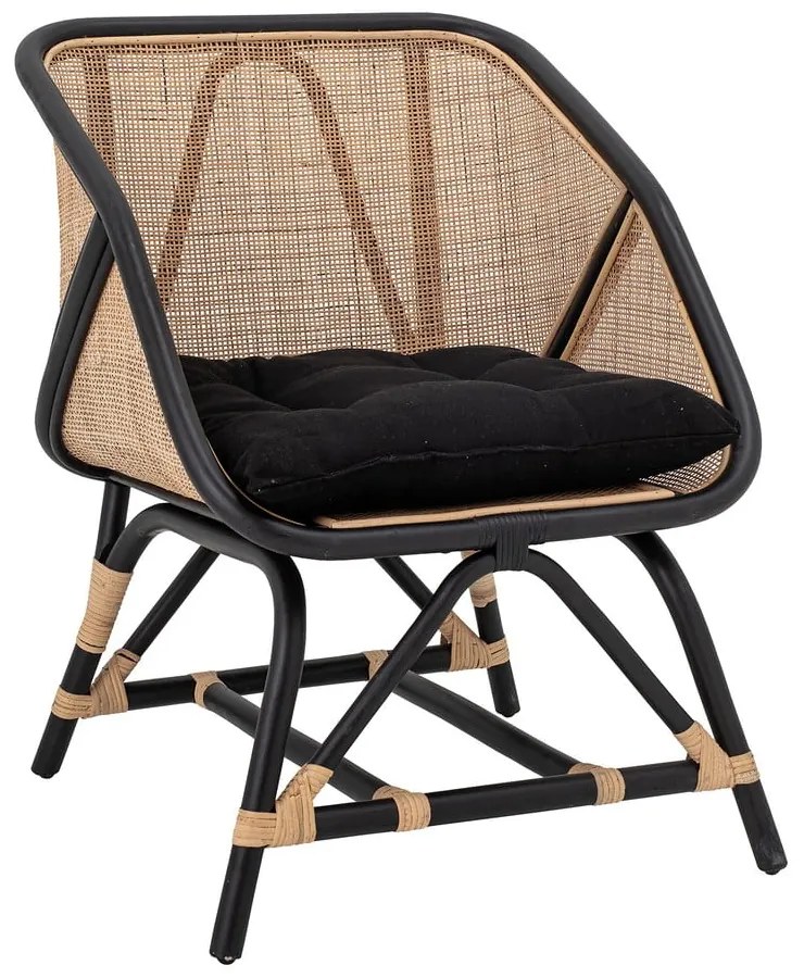 Черно и бежово кресло с плетка Loue - Bloomingville