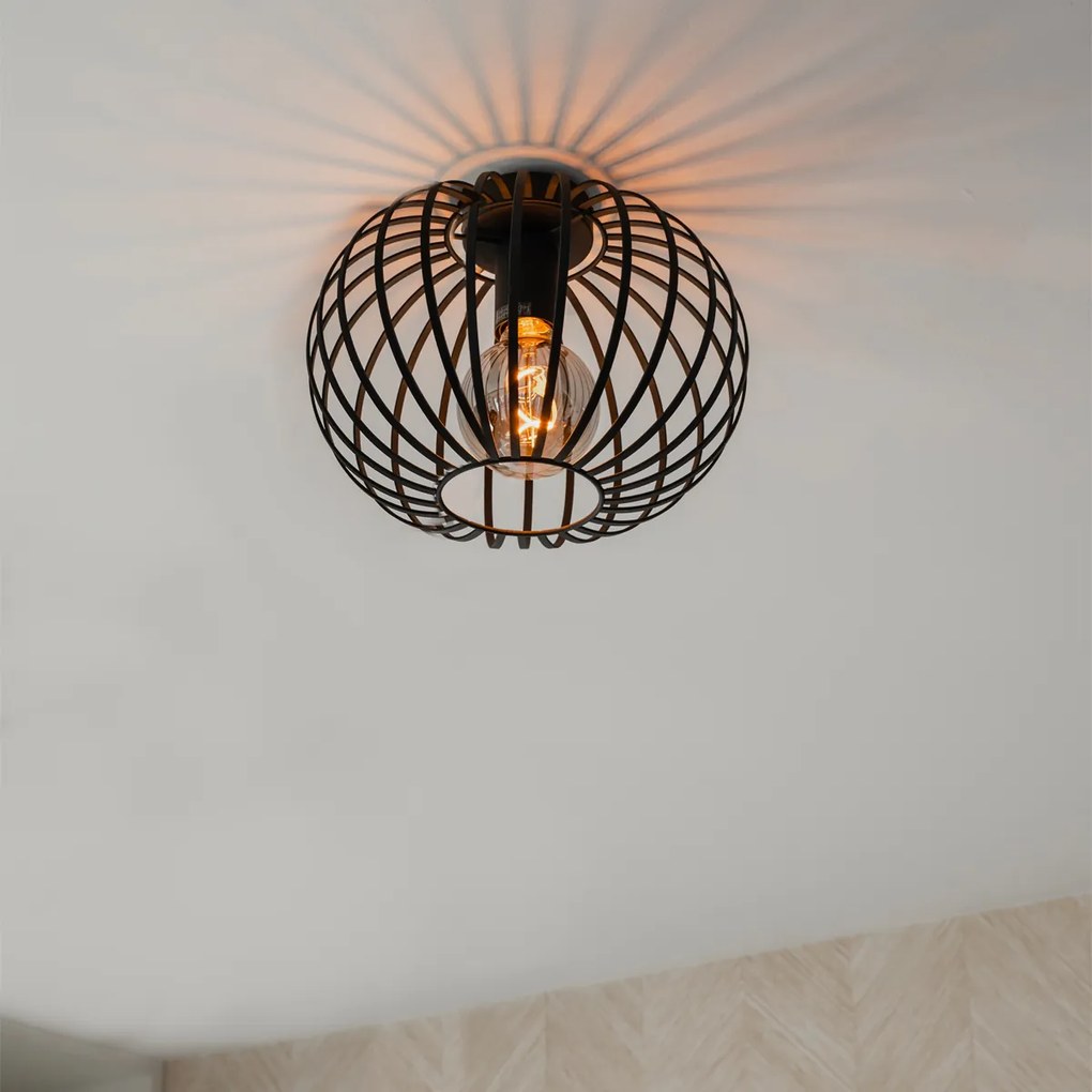 Интелигентна таванна лампа черна 30 см вкл. Wifi G95 - Johanna