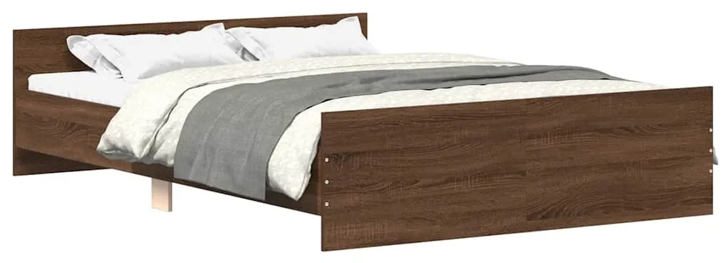3203760 vidaXL Рамка за легло с горна и долна табла, кафяв дъб, 150x200 см