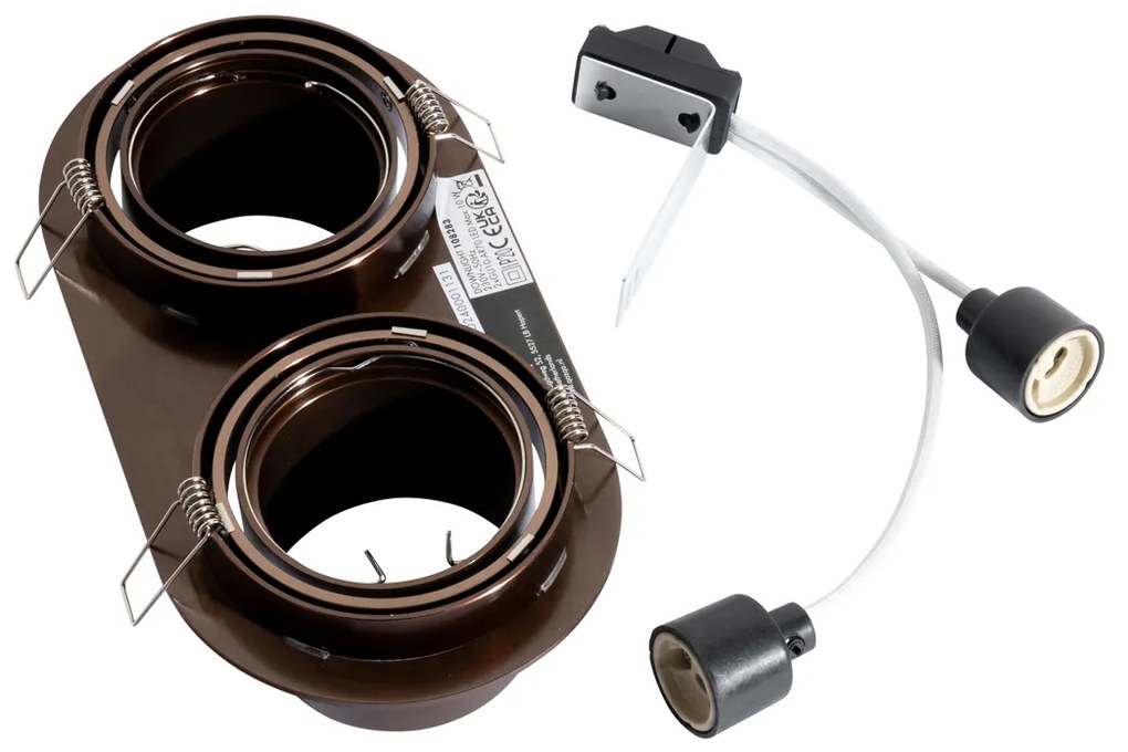 Кръгъл вграден прожектор тъмно бронзов GU10 70mm накланящ се 2-светлинен - Installa