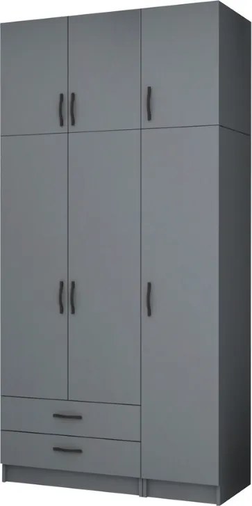 Ricardo тридверен меламинов гардероб с шкаф в антрацитен цвят 120x51,8x240см.