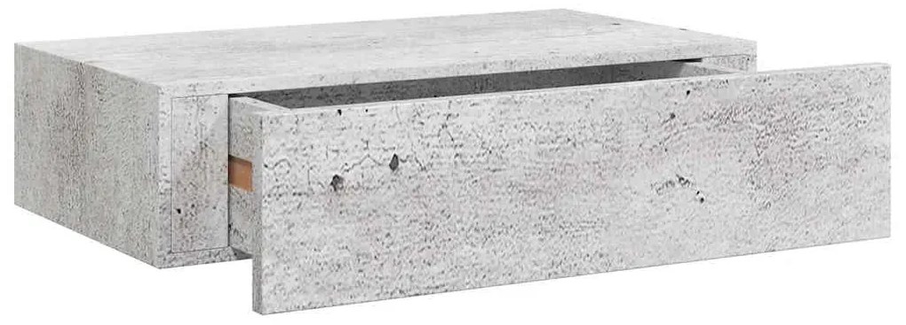 330251 vidaXL Стенен рафт с чекмедже, бетонно сив, 40x23,5x10 см, МДФ