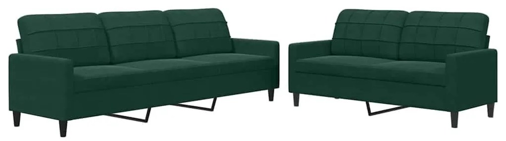 3278473 vidaXL Комплект дивани от 2 части с възглавници, тъмнозелен, кадифе