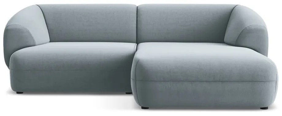 Светлосин кадифен ъглов диван (десен ъгъл) Moana – Makamii