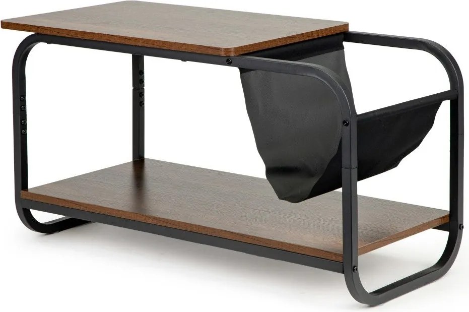 Холна маса с поставка за списания, Modernhome, 2 Mdf нива, метална конструкция, лофт стил