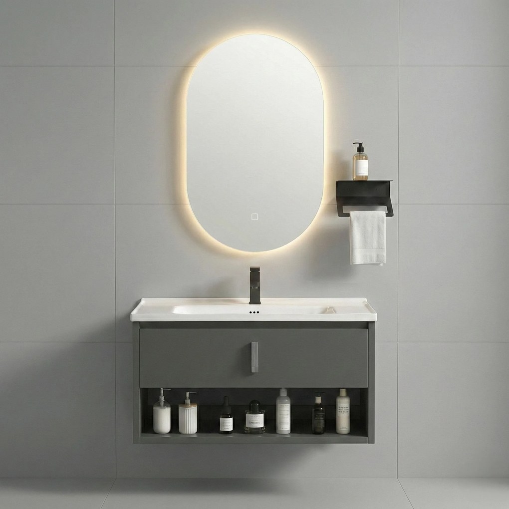 Комплект мебели за баня с мивка Toledo 80cm Grey