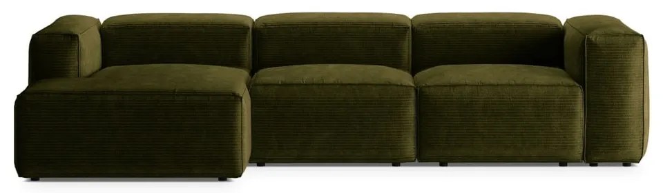 Зелен ъглов диван от рипсено кадифе (ляв ъгъл) Bergano – Cosmopolitan Design