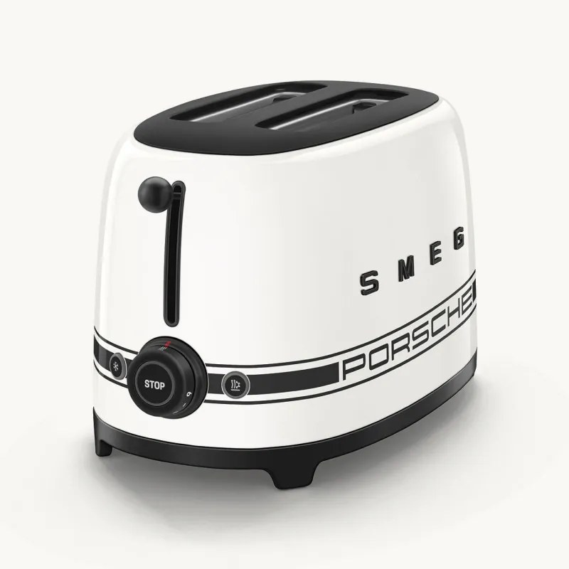 Тостер за хляб SMEG 50's Style Porsche TSF01PCWEU, 950W, 2 филии, 6 нива, Тавичка за трохи, Вграден кабел, Неръждаема стомана, Бял