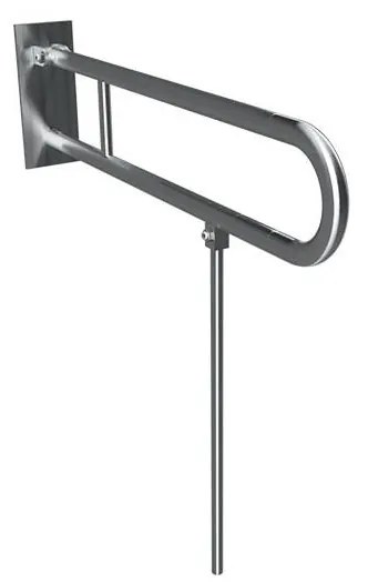 Конзола с подпорен крак 10x80 см, неръждаема стомана/сребриста