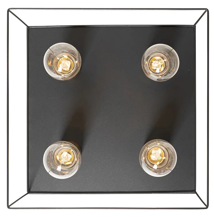 Минималистичен таванен аплик черен със злато 4-светлина квадратен - Kodi