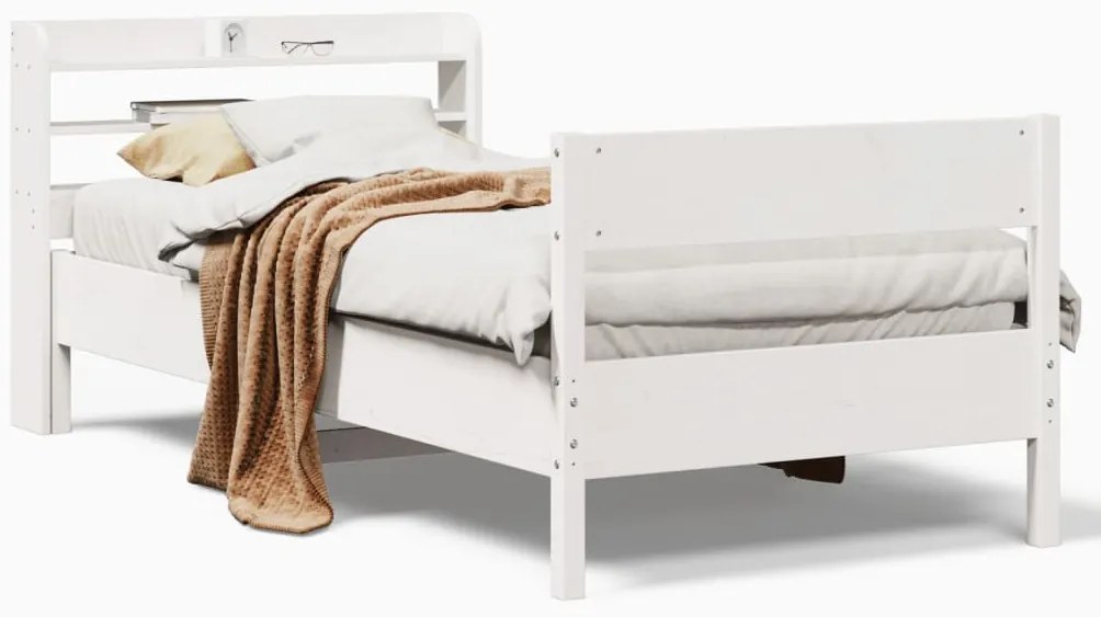 3306949 vidaXL Рамка за легло без матрак, бял, 90x190 см, борово дърво масив