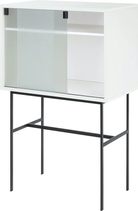 Сиво-бежова витрина с плъзгащи се врати 70x109x40 cm Lekko – noo.ma